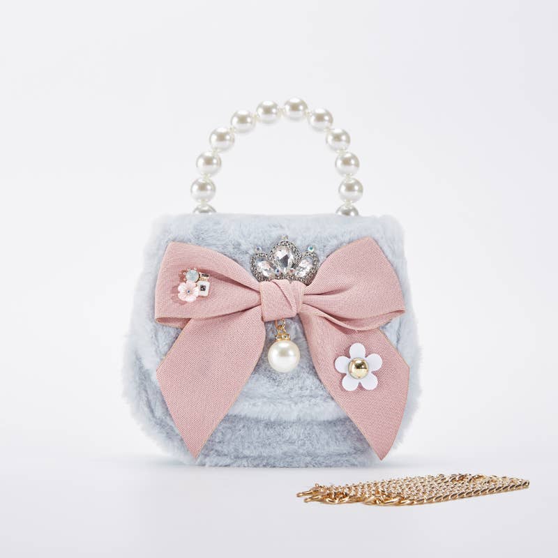 BLUE Bow Furry Purse