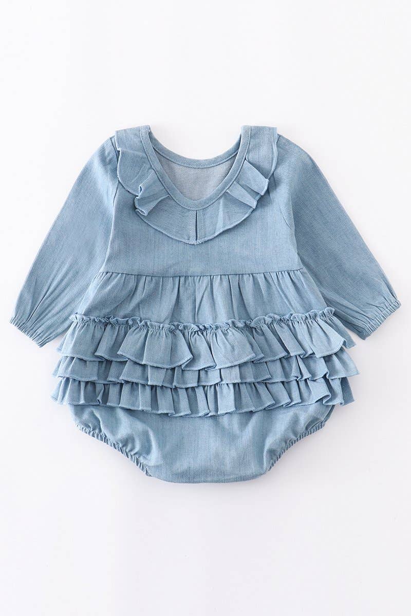 Denim Ruffle Romper