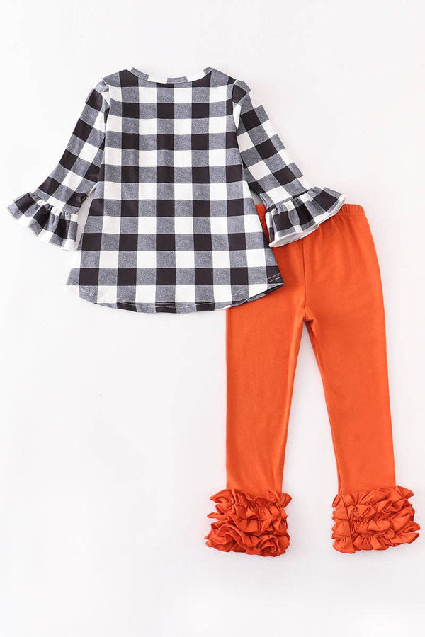 Buffalo Plaid Pumpkin Ruffle Pant Set