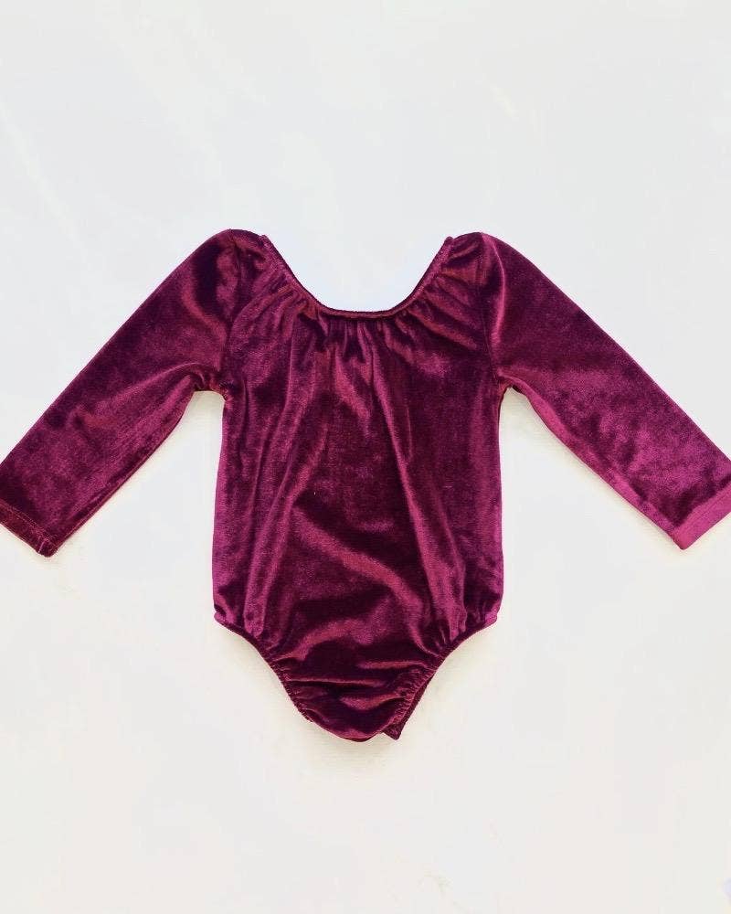 Cranberry Velvet Long Sleeve Leotard