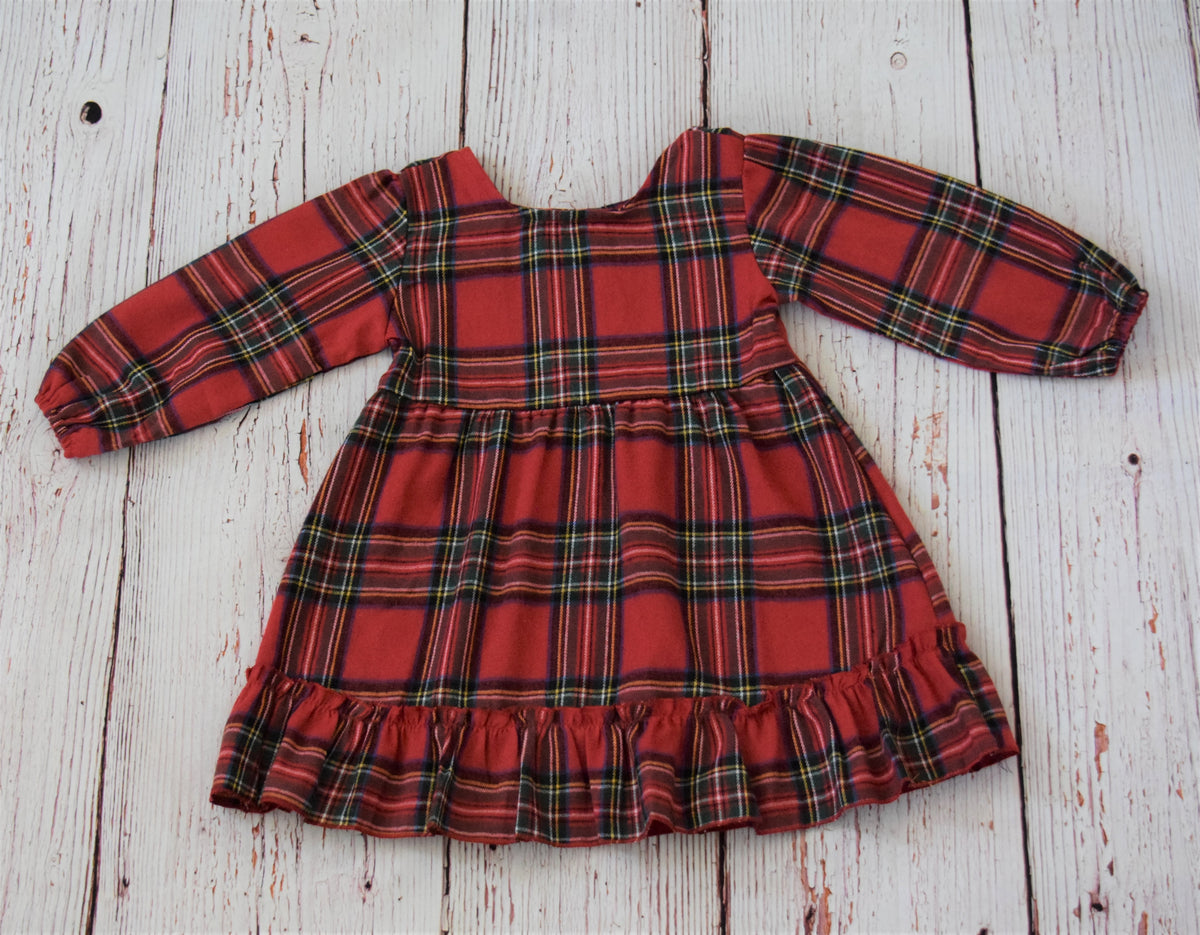 Red Holiday Plaid Ruffle Dress