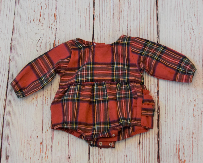 Red Holiday Plaid Baby Ruffle Romper