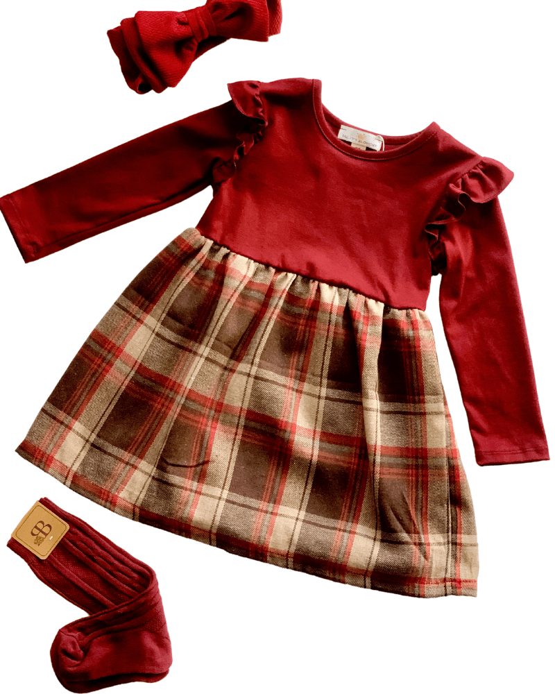 Ruffle Shoulder Flannel Dress