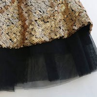 Ruffle Sleeve Gold Sequin Dress