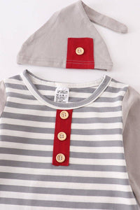 Striped Romper with Hat Set