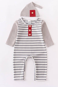 Striped Romper with Hat Set