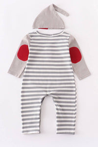 Striped Romper with Hat Set