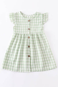 Green Plaid Button Down Dress