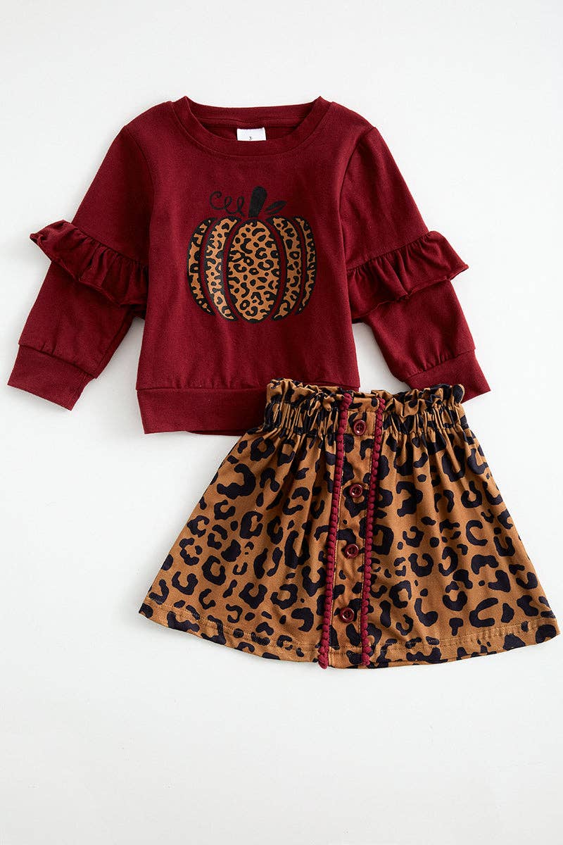 Leopard Pumpkin Skirt Set