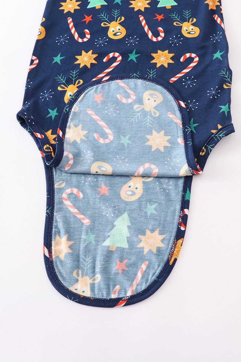 Navy Christmas Bamboo Baby Gown Set