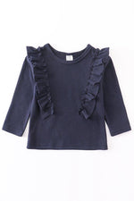 Waffle Ruffle Long Sleeve Shirt