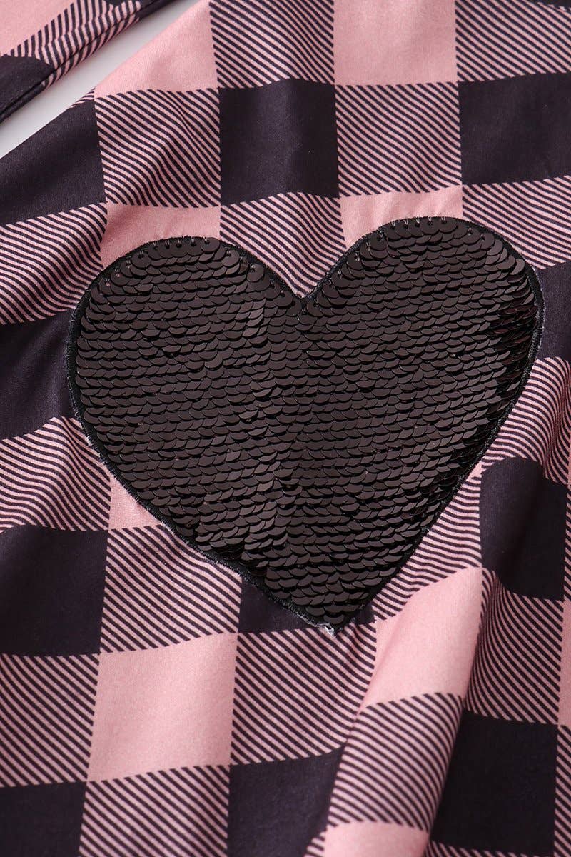 Pink Plaid Heart Twirl Dress