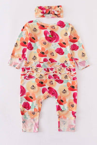 Pink Poppy Ruffle Romper Set