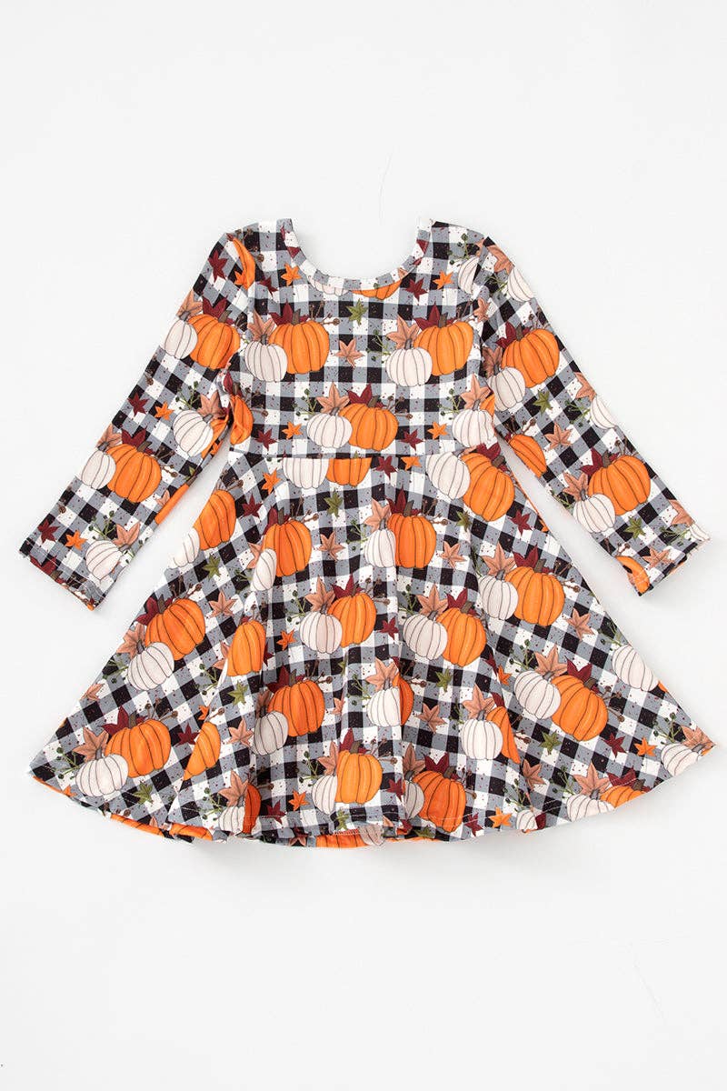 Plaid Pumpkin Twirl Dress