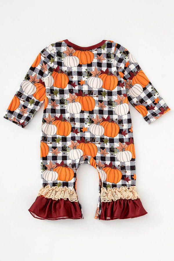 Plaid Pumpkin Ruffle Romper