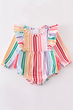 Rainbow Stripe Ruffle Baby Romper
