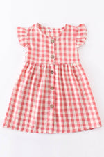 Red Plaid Button Down Dress
