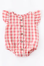 Red Plaid Baby Bubble Romper