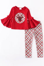 Red Reindeer Bell Sleeve Pant Set