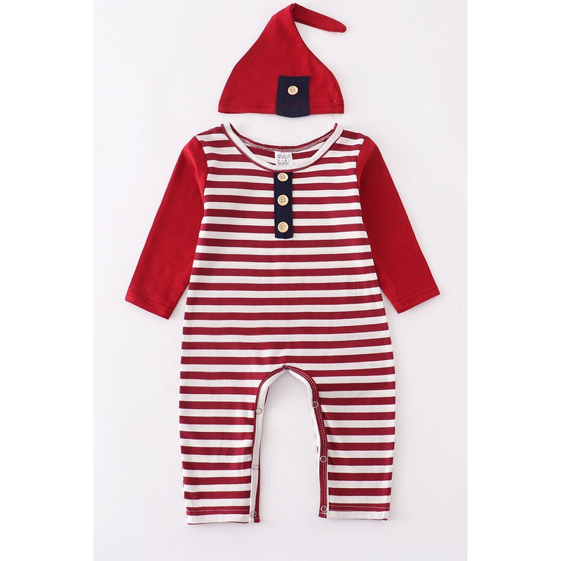 Striped Romper with Hat Set