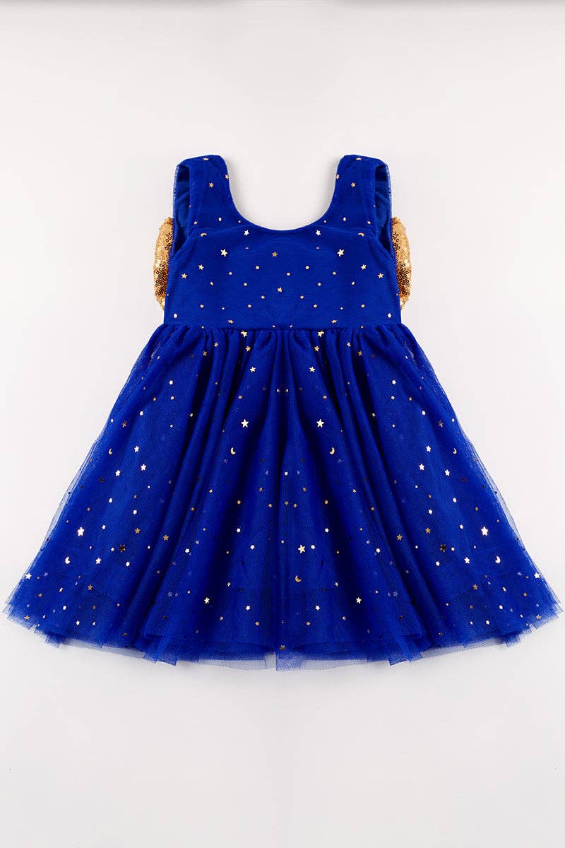 Blue Sequin Bow Tutu Dress