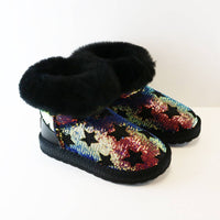 Handcrafted Sequin Star Furry Boot