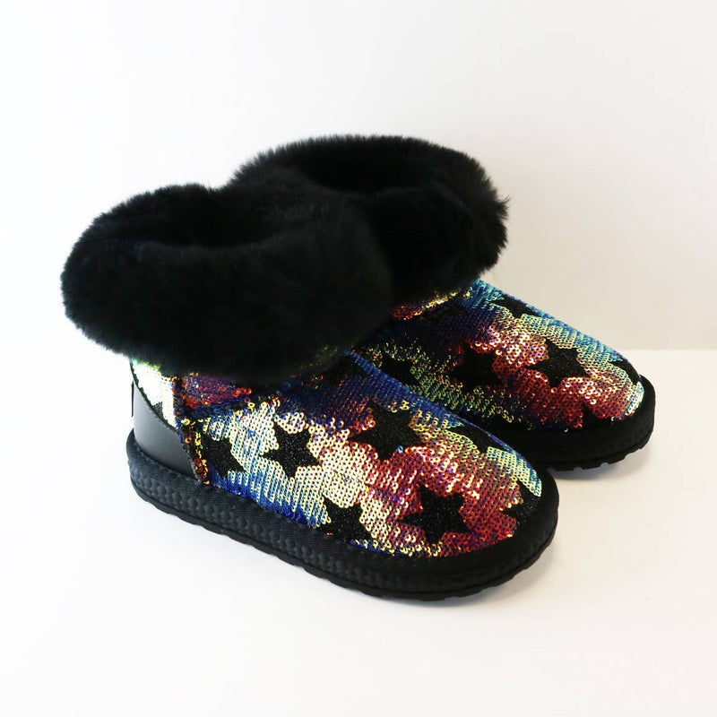 Handcrafted Sequin Star Furry Boot