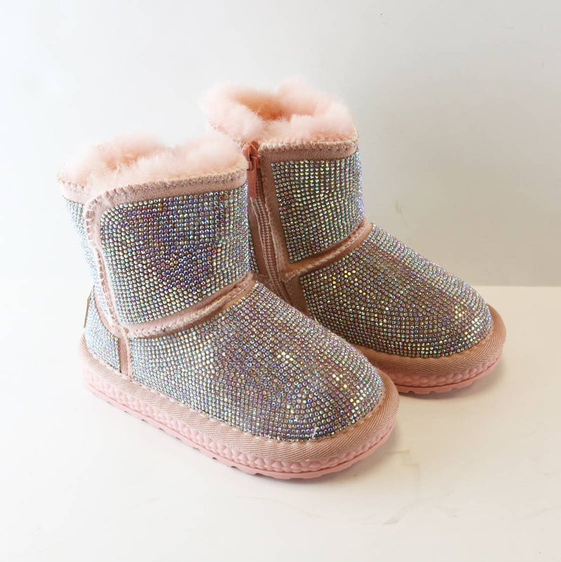 Handcrafted Rhinestone Boot With Fur