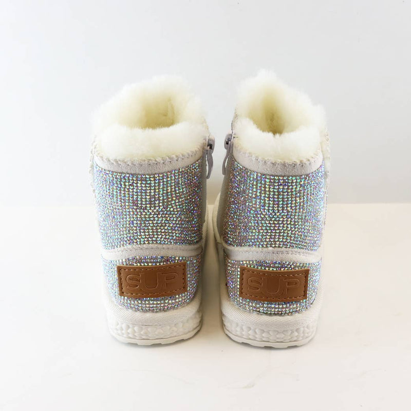 Handcrafted Rhinestone Boot With Fur
